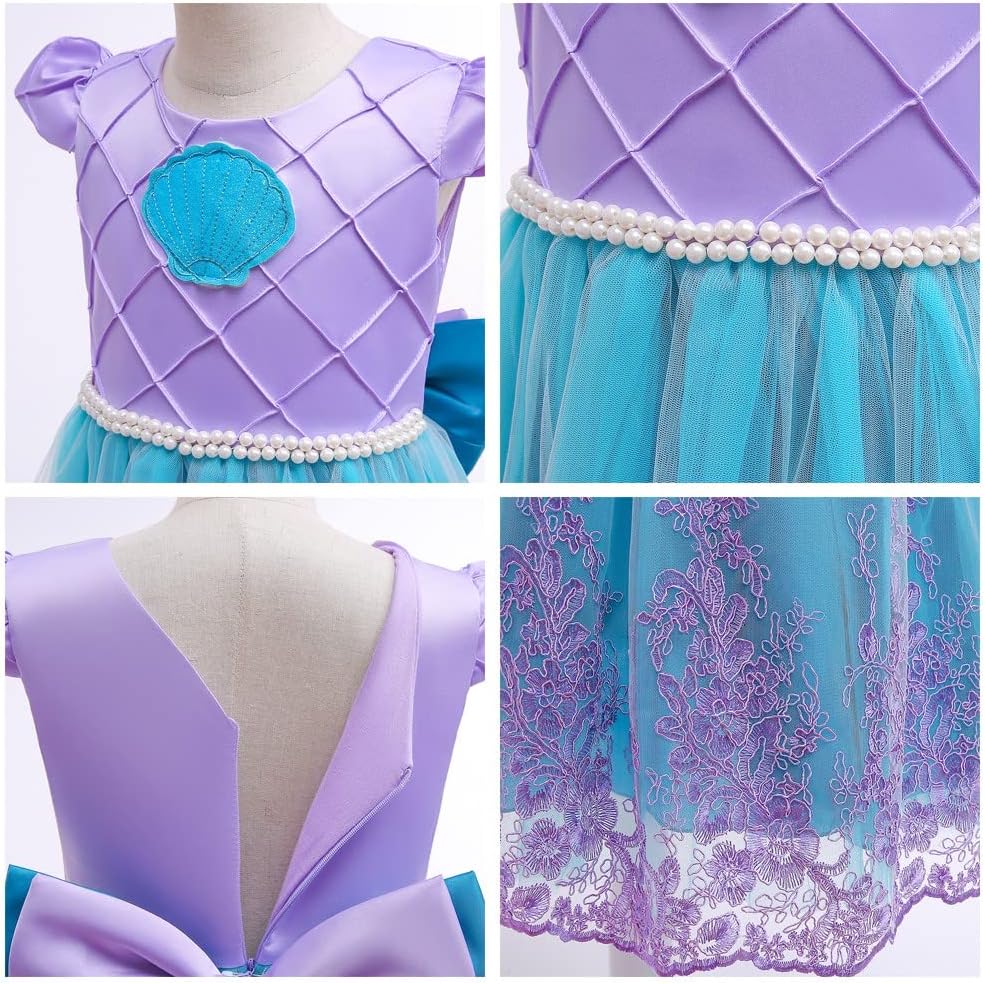 7-8 Years CinheyU Girls Halloween Costume Mermaid Princess Fancy Cosplay Dress Christmas Birthday Party Pageant Tulle Ball Gown